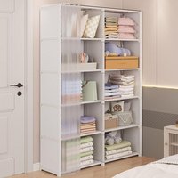 Kleiderschränke, Garderobenständer mit Regalen, mit mehreren Ablagefächern und Vorhängen, für Schlafzimmer und Ankleidezimmer (Farbe: Weiß) von TONCHEAN