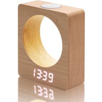 Leiser digitaler Wecker aus Holz mit Licht, digitale Wecker, 3 batteriebetriebene Nachttischuhren, vierstufig dimmbarer LED-Wecker mit Temperatur von TONCHEAN