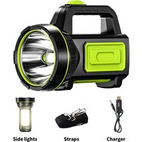 Leistungsstarke, über USB wiederaufladbare LED-Taschenlampe mAh mit Seitenlicht, wasserdichte Taschenlampe für Notfälle beim Wandern, Camping und Leistungsstarke, über USB wiederaufladbare LED-Taschenlampe mAh mit Seitenlicht, wasserdichte Taschenlampe für Notfälle beim Wandern, Camping und von TONCHEAN