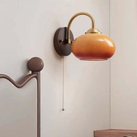 Ovale, runde Wandleuchte aus Eschenholz und Glas im modernen Stil der Mitte des Jahrhunderts mit 1 Licht für Schlafzimmer von TONCHEAN