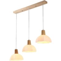 Pendelleuchte aus Holz und Glas, milchig-weiße Glas-Deckenleuchte, rustikale Hängeleuchte für Küche, Esszimmer, Insel, Flurdekor (Dreiflammige gerade Pendelleuchte aus Holz und Glas, milchig-weiße Glas-Deckenleuchte, rustikale Hängeleuchte für Küche, Esszimmer, Insel, Flurdekor (Dreiflammige gerade von TONCHEAN