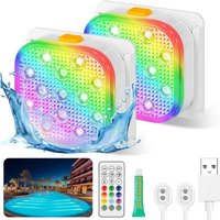 Poollichter, wiederaufladbare LED-Tauchlichter, IP68 wasserdichte Poollichter, 16 Farbwechsellichter mit Fernbedienung, Magneten, für Badewanne, Poollichter, wiederaufladbare LED-Tauchlichter, IP68 wasserdichte Poollichter, 16 Farbwechsellichter mit Fernbedienung, Magneten, für Badewanne, von TONCHEAN