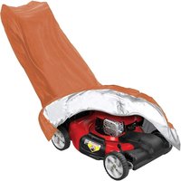 Rasenmäher-Abdeckung aus 210D-Polyester, wasser- und staubdicht, mit Kordelzug und Aufbewahrungstasche (317,8 x 193,2 x 111,8 cm), Orange von TONCHEAN
