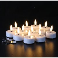 Realistisch helle LED-Kerzen mit Timer, Batterien im Lieferumfang enthalten, flammenlose flackernde Votivkerzen, 12er-Pack, weiß Realistisch helle LED-Kerzen mit Timer, Batterien im Lieferumfang enthalten, flammenlose flackernde Votivkerzen, 12er-Pack, weiß von TONCHEAN