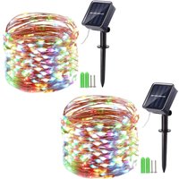2er-Pack Solarleuchten für den Außenbereich, 10 m lange, 100 LED-Solar-Weihnachtslichter aus Kupferdraht mit 8 Modi für die Baumdekoration im Garten von TONCHEAN