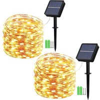 2er-Pack Solarleuchten für den Außenbereich, 10 m lange Solarleuchten mit 100 LEDs aus Kupferdraht mit 8 Modi für die Dekoration im Außenbereich, für von TONCHEAN
