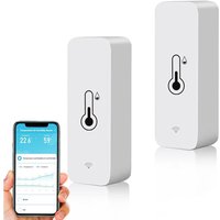 Tonchean - 2er-Pack intelligentes WLAN-Thermometer, digitaler Mini-Temperatur- und Feuchtigkeitssensor für den Innenbereich, Temperatur- und von TONCHEAN