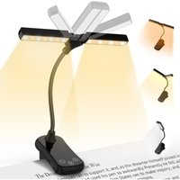 Tonchean - Leselicht zum Lesen im Bett – Mini-Touch-Leselampe mit Doppelkopf, 14 LEDs, wiederaufladbare Klemmlampe, stufenloses Dimmen und 3 Modi, von TONCHEAN