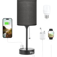 Tischlampen mit 3 Farbtemperaturen: 2700 k, 3500 k, 5000 k, Nachttischlampen mit usb-c- und A-Anschlüssen, Lampen mit Zugkette für Schlafzimmer mit von TONCHEAN