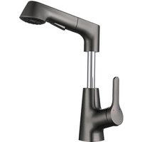 Waschbeckenarmatur fürs Badezimmer mit ausziehbarer Brause, Einloch-Waschtischarmatur mit Heiß- und Kaltwasser-Doppelmodus, Bronzegrau Waschbeckenarmatur fürs Badezimmer mit ausziehbarer Brause, Einloch-Waschtischarmatur mit Heiß- und Kaltwasser-Doppelmodus, Bronzegrau von TONCHEAN