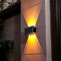 Wasserdichte Solar-Wandleuchte für den Außenbereich, hohe Helligkeit, 4 LEDs, konvexer Spiegel, gelbes Licht, doppelte Geschwindigkeit, geeignet für von TONCHEAN