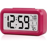 Tonchean - Wecker, kleiner digitaler Wecker, Schlummerkalenderanzeige, Temperaturalarmanzeige, einfach am Bett zu installieren(rot) von TONCHEAN