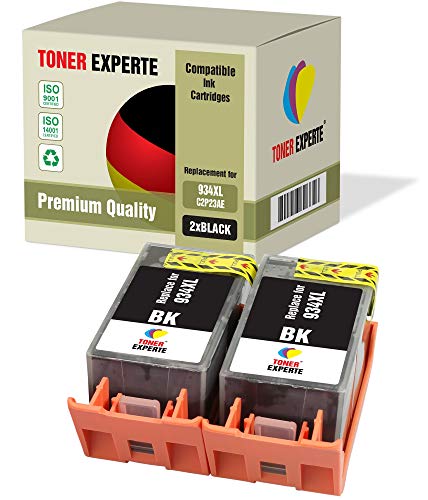 TONER EXPERTE 2 XL Druckerpatronen kompatibel für 934XL 934 XL C2P23AE Officejet Pro 6220, 6230, 6812, 6815, 6820, 6825, 6830, 6835 (2 Schwarz) von TONER EXPERTE