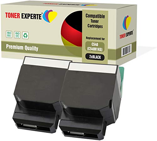 TONER EXPERTE 2er Pack Schwarz Premium Toner kompatibel zu C540H1KG für Lexmark C540n, C543dn, C544dn, C544dtn, C544dw, C544n, C546dtn, X543dn, X544dn, X544dtn, X544dw, X544n, X546dtn von TONER EXPERTE
