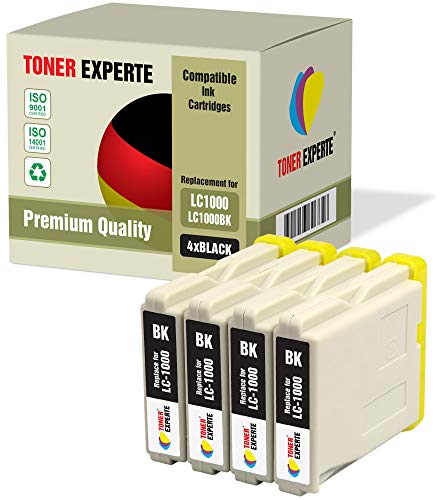 TONER EXPERTE 4 XL LC1000BK LC970BK Druckerpatronen kompatibel für DCP-130C 135C 150C 260C 330C 350C 357C 540CN 560CN 750CW 770CW Fax-1355 1360 1460 2840C MFC-235C 240C 465CN (4 Schwarz) von TONER EXPERTE