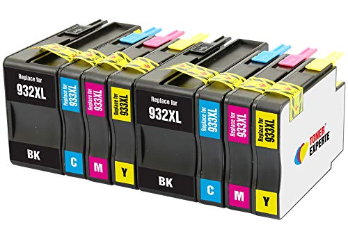 TONER EXPERTE 8 XL Druckerpatronen kompatibel für 932 XL 933 XL 932XL 933XL Officejet 6600 6700 7110 7610 7612 7620 6100 7510 7600 (2 Schwarz, 2 Cyan, 2 Magenta, 2 Gelb) von TONER EXPERTE