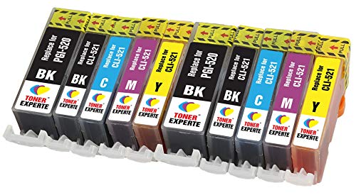 TONER EXPERTE PGI-520 CLI-521 10 XL Druckerpatronen kompatibel für PIXMA MP540 MP550 MP560 iP4700 iP3600 iP4600 MP640 MP630 MP620 MP980 MP990 MX860 MX870 | hohe Kapazität von TONER EXPERTE