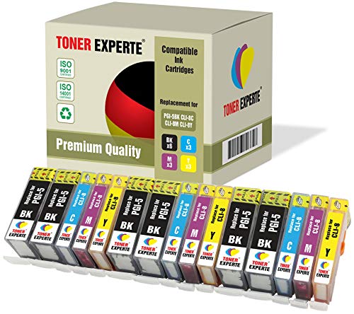 TONER EXPERTE 15 XL PGI-5 CLI-8 Druckerpatronen kompatibel für Pixma MX700 MP520 MP510 iP3300 iP3500 iX4000 iX5000 (6 Schwarz, 3 Cyan, 3 Magenta, 3 Gelb) von TONER EXPERTE