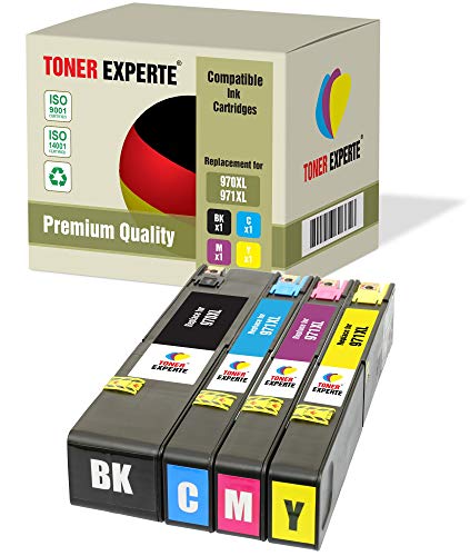TONER EXPERTE 4 XL Druckerpatronen kompatibel für 970XL 971XL 970 971 XL Officejet Pro X451dn, X451dw, X476dn, X476dw, X551dw, X576dw (Schwarz, Cyan, Magenta, Gelb) von TONER EXPERTE