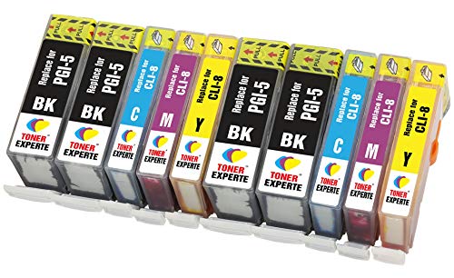 TONER EXPERTE PGI-5 CLI-8 10 XL Druckerpatronen kompatibel für Pixma iP3300 iP3500 iX4000 iX5000 MX700 MP510 MP520 PGI-5BK CLI-8C CLI-8M CLI-8Y | hohe Kapazität von TONER EXPERTE