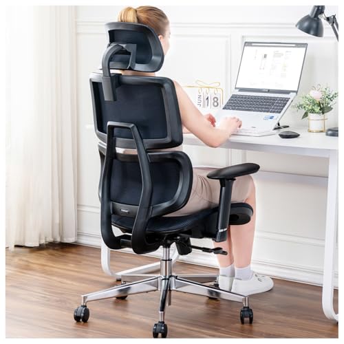 TONFARY Ergonomischer Bürostuhl, Hoher Rücken Netz Schreibtischstuhl mit Lendenwirbelstütze, Neigbarer Gaming-Stuhl Verstellbare 3D Armlehne Kopfstütze, Großer und hoher Drehbarer Computerstuhl, 150KG von TONFARY