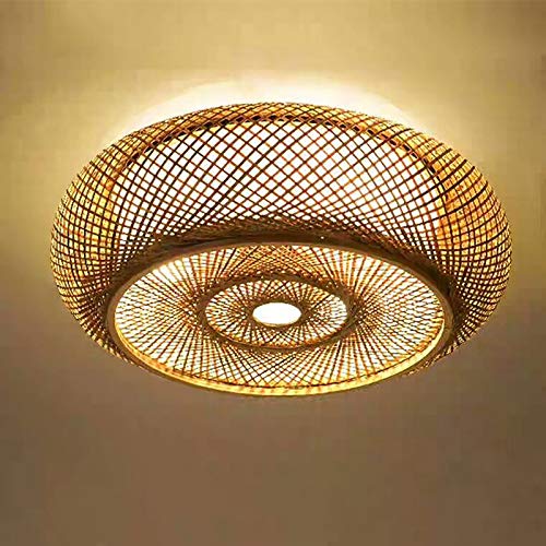 TONFEION Deckenlampe Vintage Deckenleuchte Rund Rattan Hängelampe Retro LED Holzlamp Bambus Handgewebte Natürlicher Decke Bambuslampen Handgewebte Warmes Lamp, E27 Höhenverstellbare, 50cm TONFEION Deckenlampe Vintage Deckenleuchte Rund Rattan Hängelampe Retro LED Holzlamp Bambus Handgewebte Natürlicher Decke Bambuslampen Handgewebte Warmes Lamp, E27 Höhenverstellbare, 50cm von TONFEION