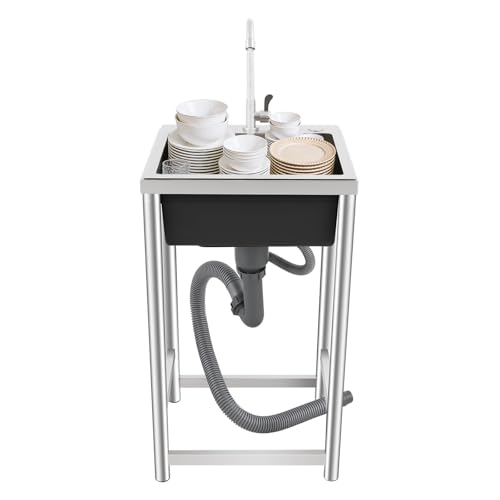TONFEION Edelstahlspüle Spültisch 45x41x75cm, Gewerbliche Spüle mit Einem Becken, Freistehende Spüle mit 360° Rotatable Armatur, für Haushalten, Waschräume TONFEION Edelstahlspüle Spültisch 45x41x75cm, Gewerbliche Spüle mit Einem Becken, Freistehende Spüle mit 360° Rotatable Armatur, für Haushalten, Waschräume von TONFEION