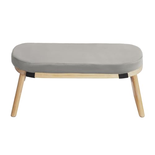 TONFEION Faltbarer Meditationsbank, Meditationshocker aus Bambus mit Samtkissen, Ergonomisch 5° Neigung, 180kg Tragkraft, Meditationsstuhl für Zuhause, Studio und Gebet (Graue) von TONFEION