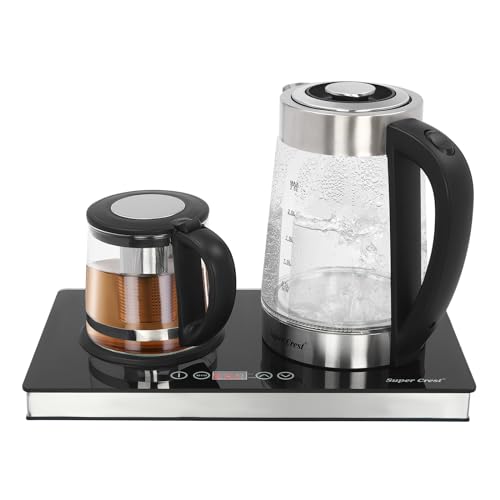 TONFEION Wasserkocher mit Klein Teekocher – 1800W Glaswasserkocher (2,5L + 1L), Elektrisch Wasserkocher mit LCD-Temperaturanzeige, Trockenkocherschutz & Warmhaltefunktion für Tee/Kaffee von TONFEION