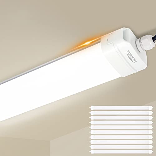 TONFFI 10er LED Feuchtraumleuchte 115CM 36W 3600LM LED Wannenleuchte | Verknüpfbar Deckenleuchte Keller Röhre | IP65 Wasserfest | 4.000K neutralweiß Feuchtraumlampe für Garage Werkstatt Büro Hobbyraum von TONFFI