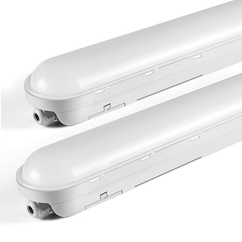 TONFFI 2 Stück Feuchtraumleuchte LED 120CM 36W 4500LM LED Röhrenlampe Komplett IP65 Verknüpfbar Wannenleuchte Feuchtraumlampe LED Keller Deckenleuchte für Garage Werkstatt 4000K Neutralweiß von TONFFI