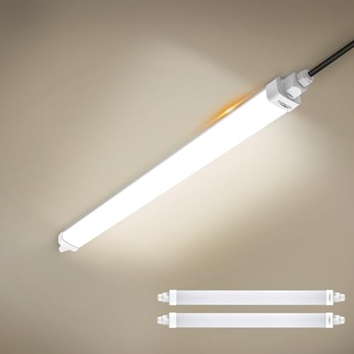 TONFFI 2 Stück LED Feuchtraumleuchte 60CM mit 18W 1800lm 4000K Linkable LED Röhrelampe Wannenleuchte Kellerleuchte Büroleuchte IP65 für Innen-Außen Garage, Balkon, Keller, Flur, Treppe,Büro von TONFFI