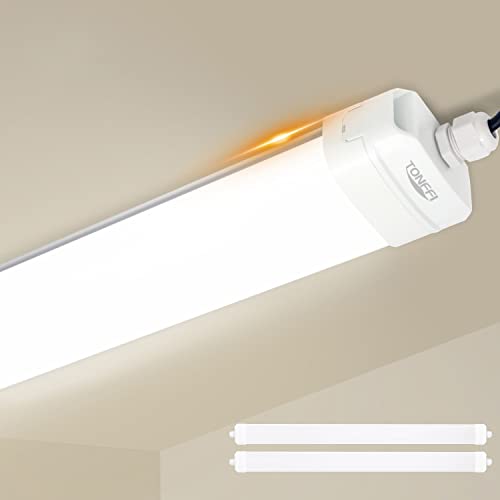 TONFFI 2er LED Feuchtraumleuchte 115CM, 36W 3600LM LED Wannenleuchte | Verknüpfbar Deckenleuchte Keller Röhre | IP65 Wasserfest | 4.000K neutralweiß Feuchtraumlampe für Garage Werkstatt Büro Hobbyraum von TONFFI