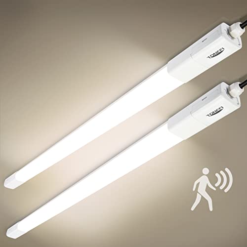 TONFFI 2er Pack LED Feuchtraumleuchte 36W 115CM mit Bewegungsmelder, Verknüpfbar LED Sensor Röhrelampe, 4000K Wandleuchte Deckenleuchte IP65 Wasserfest für Keller Werkstatt Garage Flur Balkon Treppe von TONFFI