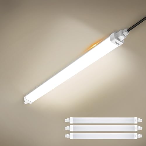 TONFFI 3 Stück LED Feuchtraumleuchte 60CM mit 18W 1800lm 4000K Linkable LED Röhrelampe Wannenleuchte Kellerleuchte Büroleuchte IP65 für Innen-Außen Garage, Balkon, Keller, Flur, Treppe,Büro von TONFFI