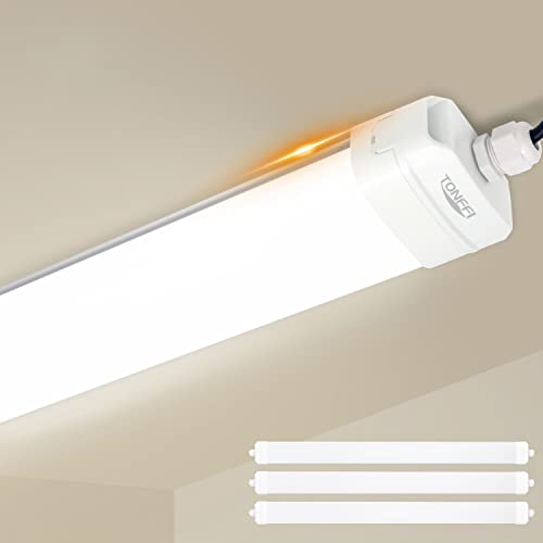 TONFFI 3er LED Feuchtraumleuchte 115CM, 36W 3600LM LED Wannenleuchte | Verknüpfbar Deckenleuchte Keller Röhre | IP65 Wasserfest | 4.000K neutralweiß Feuchtraumlampe für Garage Werkstatt Büro Hobbyraum von TONFFI