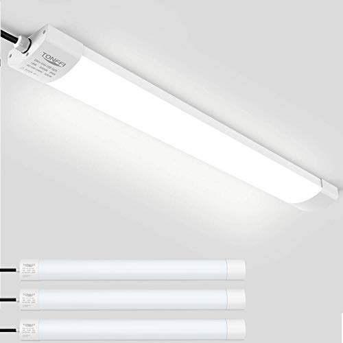 TONFFI 3er LED Feuchtraumleuchte Deckenleuchte 60cm 18W für Garage Keller Bad Werkstatt Feuchtraum Warenhaus, LED Wannenleuchte Feuchtraumlampe Röhre, Wasserdicht IP65 Neutralweiß 4000K-4500K von TONFFI