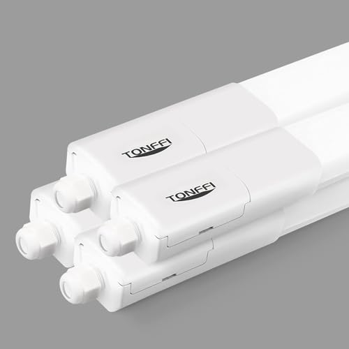 TONFFI 4 Stück LED Feuchtraumleuchte 150cm, Verknüpfbar 60W 7000LM LED Röhre, Neutralweiß 4000K Wannenleuchte Werkstattlampe Kellerlampe IP65 Wasserfest für Lager Garage Warenhaus von TONFFI