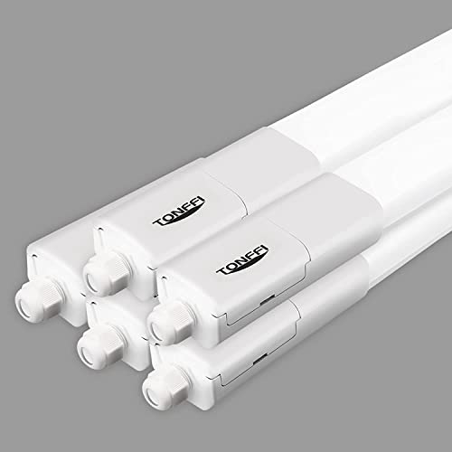 TONFFI 5 Stück LED Feuchtraumleuchte 150cm, Verknüpfbar 60W 7000LM LED Röhre Wannenleuchte Werkstattlampe Kellerlampe IP65 Wasserfest für Lager Garage Warenhaus, Neutralweiß 4000K von TONFFI