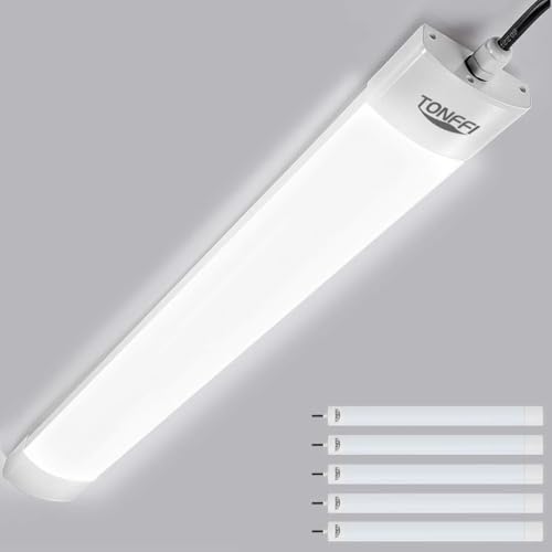 TONFFI 5 Stück Feuchtraumleuchte LED 60CM 18W 1800LM Led Röhre 5000K Kaltweiß Flimmerfrei IP65 Wasserfest LED Wandleuchte Feuchtraumlampe für Hof Garten Garage Keller Werkstatt Büro von TONFFI