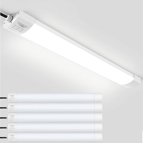TONFFI 5er LED Feuchtraumleuchte Deckenleuchte 60cm 18W für Garage Keller Bad Werkstatt Feuchtraum Warenhaus, LED Wannenleuchte Feuchtraumlampe Röhre, Wasserdicht IP65 Neutralweiß 4000K-4500K TONFFI 5er LED Feuchtraumleuchte Deckenleuchte 60cm 18W für Garage Keller Bad Werkstatt Feuchtraum Warenhaus, LED Wannenleuchte Feuchtraumlampe Röhre, Wasserdicht IP65 Neutralweiß 4000K-4500K von TONFFI