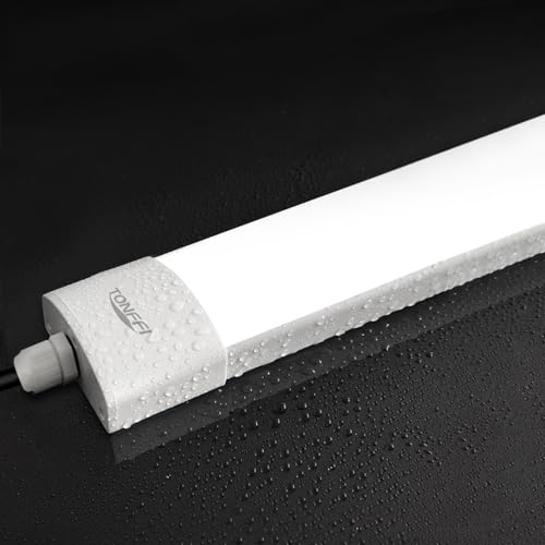 TONFFI Ultradünn Feuchtraumleuchte LED 60CM 18W 1800LM 5000K Kaltweiß Feuchtraumlampe Nicht Seriell Röhrenlampe Komplett IP65 Wannenleuchte led Keller Deckenleuchte für Garage Werkstatt von TONFFI