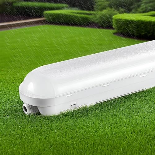 TONFFI LED Feuchtraumleuchte 115cm, 36W IP65 Feuchtraumlampe [4500LM, 6000K Kaltweiß] - Verknüpfbare Wannenleuchte für Bad, Keller, Garage, Werkstatt, Büro | Verbesserte Version von TONFFI