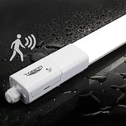 TONFFI LED Feuchtraumleuchte mit Bewegungsmelder 115CM, 36W 4100LM Verknüpfbar LED Wannenleuchte Deckenleuchte Röhre IP65 Wasserfest für Werkstatt Garage Keller Flur dachboden, 4000K Neutralweiß von TONFFI