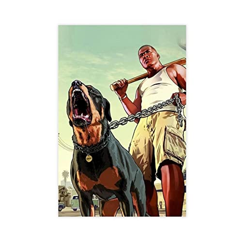 TONFON Grand Theft Auto V Action-Adventure Game Cover Schlafsaal Schlafzimmer Art Deco Poster Leinwand Poster Schlafzimmer Dekor Sport Landschaft Büro Zimmer Dekor Geschenk ungerahmt 60 x 90 cm von TONFON