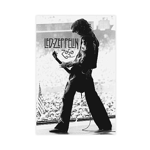 TONFON Jimmy Page Guitarist LED-Poster & Zeppelin-Band, Wandkunst-Deco-Poster, Leinwand, Schlafzimmer, Dekoration, Sport, Landschaft, Büro, Raumdekoration, Geschenk, ungerahmt, 30 x 45 cm von TONFON