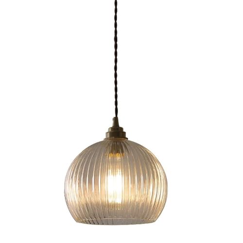 TONFON Kronleuchter aus Industrieglas mit Lampenschirm aus gestreiftem Glas, Hängeleuchte für Esstisch, Industrieglobus, Hängeleuchte für Kücheninsel, Wohnzimmer, Schlafzimmer, Nachttisch, Badezimmer TONFON Kronleuchter aus Industrieglas mit Lampenschirm aus gestreiftem Glas, Hängeleuchte für Esstisch, Industrieglobus, Hängeleuchte für Kücheninsel, Wohnzimmer, Schlafzimmer, Nachttisch, Badezimmer von TONFON