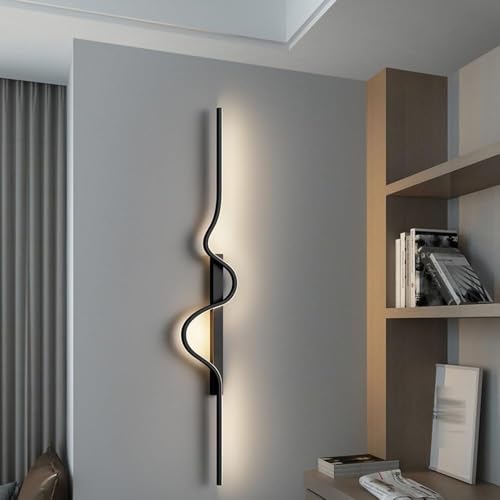 TONFON Moderne LED-Beleuchtung Wandleuchte Welle Lange Nachttisch Wandleuchte Innenbeleuchtung Wandleuchte für Schlafzimmer Wohnzimmer Studieraum Esszimmer Halle Treppen Flur Restaurant Wandleuchte von TONFON