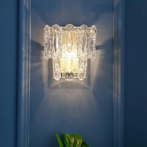 TONFON Moderne Wandleuchte aus Glas, E14, Wandleuchte, Post-moderne Innenleuchte, goldfarben, Wandlaterne für Tür, Treppe, Nachtlicht für Schlafzimmer, Nachttisch, Wohnzimmer, Arbeitszimmer, Flur TONFON Moderne Wandleuchte aus Glas, E14, Wandleuchte, Post-moderne Innenleuchte, goldfarben, Wandlaterne für Tür, Treppe, Nachtlicht für Schlafzimmer, Nachttisch, Wohnzimmer, Arbeitszimmer, Flur von TONFON
