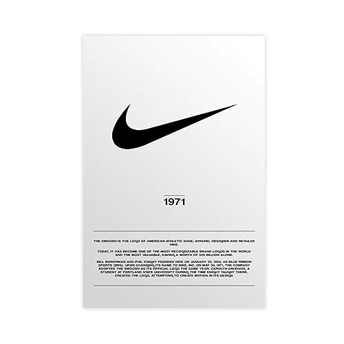 TONFON Nike 1971 Logo und Geschichte, Wandkunst-Deco-Poster, Leinwandposter, Wandkunst, Dekordruck, Bild Gemälde für Wohnzimmer, Schlafzimmer, Dekoration, ungerahmt, 20 x 30 cm von TONFON